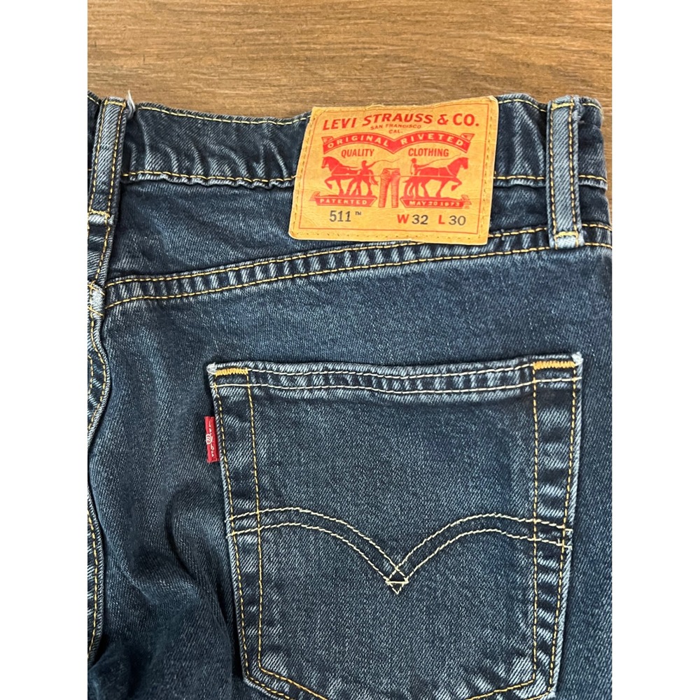 Levis 511 Slim Fit Dark Wash Denim Jeans Mens W32 L30 Blue 04511-4307 - Picture 8 of 8